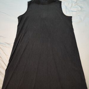 Eileen Fisher Black Mock Neck Woven Plisse Dress 3X-4X